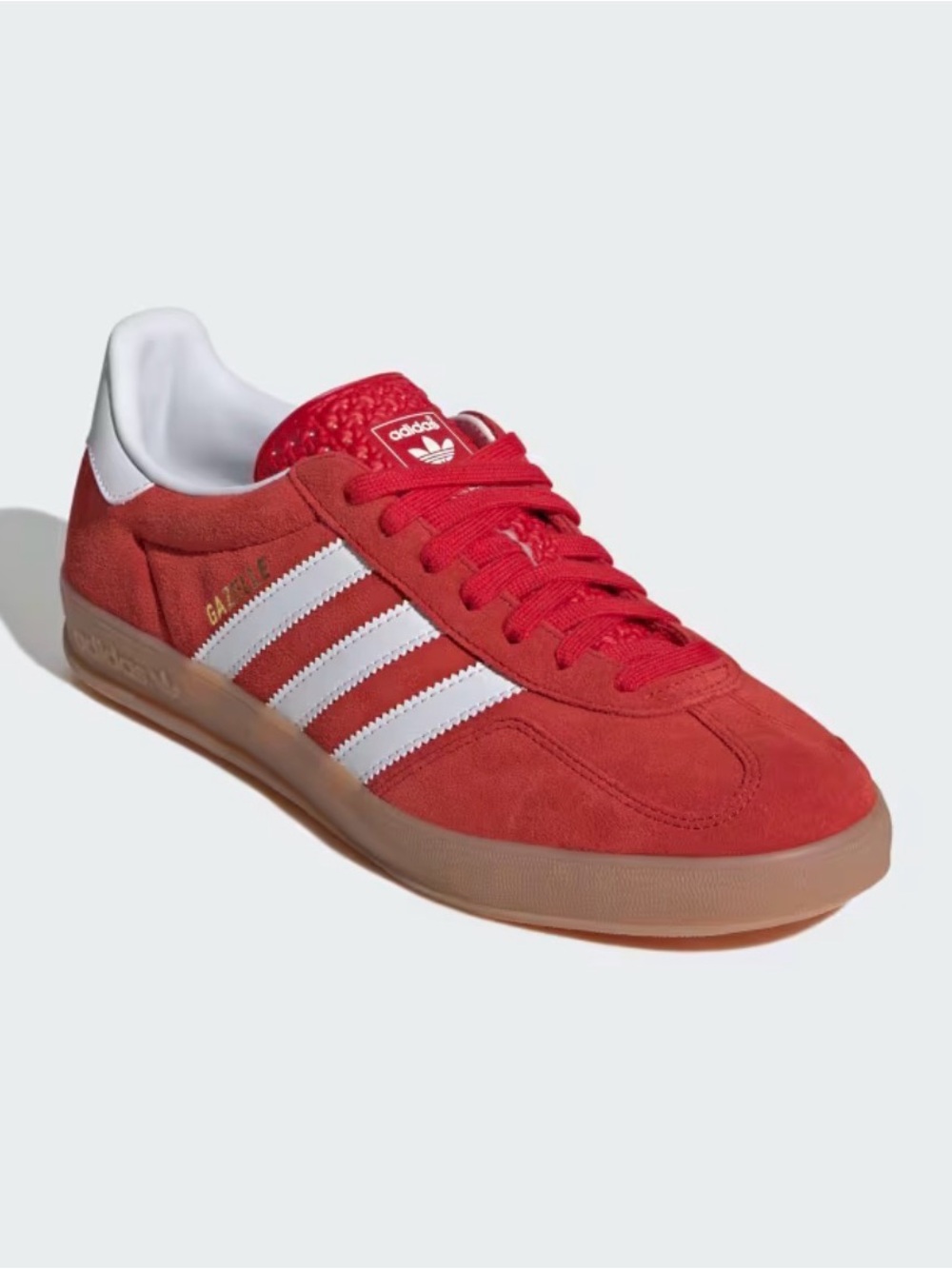 adidas Men’s Gazelle Suede Sneaker in Red with White Stripes